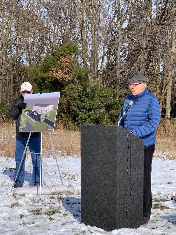 Groundbreaking ceremony Mel West founder addresses attendees Nov 13 2019