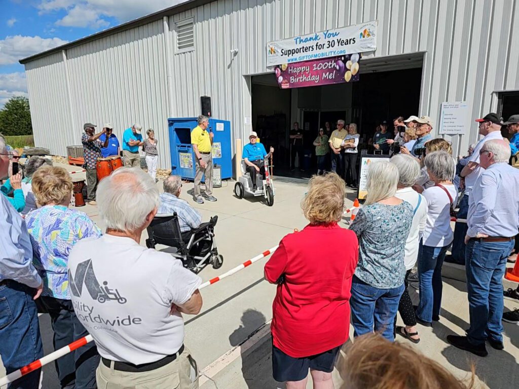 100th Birthday Open House Gary Moreau Ed Speaks To Crowd B 2024 May 9